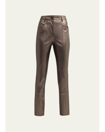 MILLY Rue Faux Leather Skinny Pants - Gray