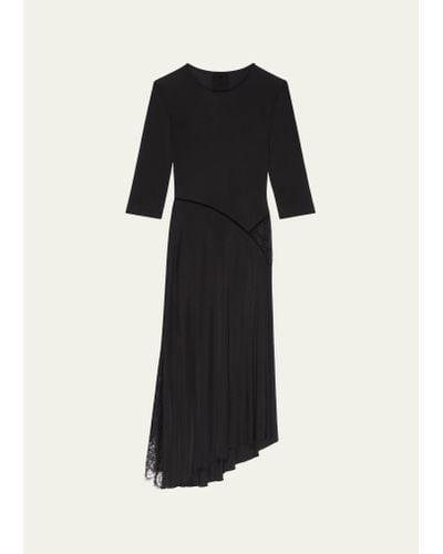 Givenchy Lace-insert Asymmetric Midi Dress - Black