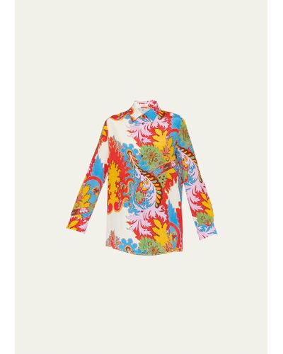Etro Blooming Paisley Silk Button-front Blouse - White