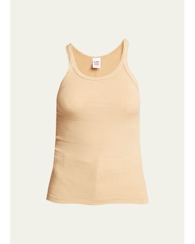 RE/DONE Ribbed Scoop-neck Fitted Tank - Natural