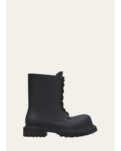 Balenciaga Steroid Oversized Leather Army Boots - Blue