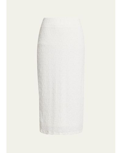Vince Smocked Cotton-blend Midi Skirt - White