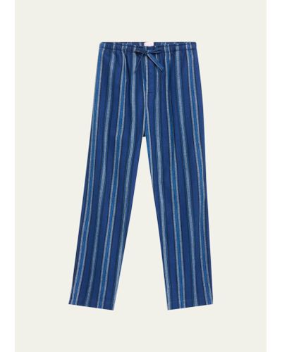 Derek Rose Kelburn 38 Striped Lounge Pants - Blue