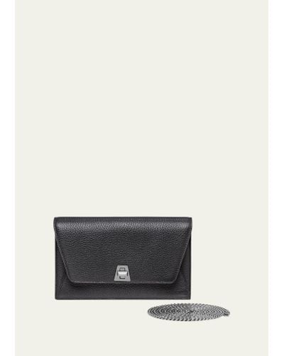 Akris Anouk Cervo Leather Clutch Bag W/chain - Black
