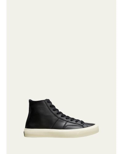 Tom Ford Smooth Leather High-top Sneakers - White
