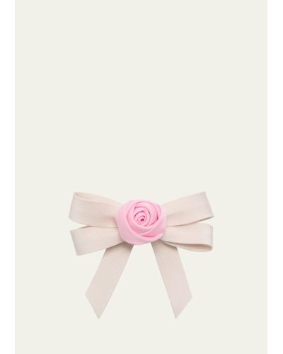 Natasha Accessories Limited Rose Centered Bow Barrette - Pink