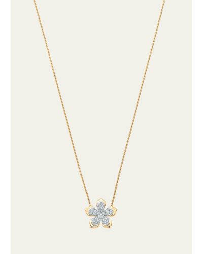 Sara Weinstock 18k Two-tone Gold Lierre Pear Diamond Flower Station Necklace - White