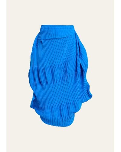 Issey Miyake Aerate Pleats Midi Skirt - Blue
