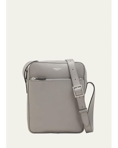 Serapian Cachemire Leather Crossbody Bag - Gray
