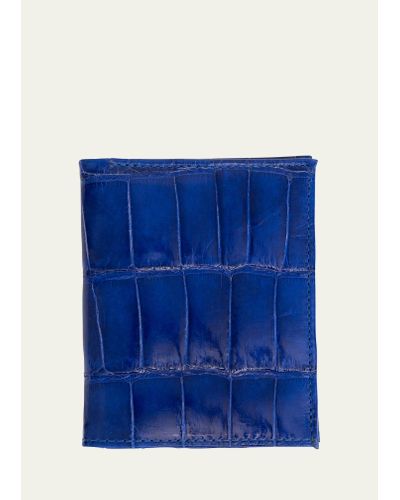 Abas Glazed Alligator Leather Bifold Wallet - Blue
