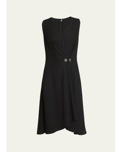 Givenchy Buckle Waist Sleeveless Midi Wrap Dress - Black