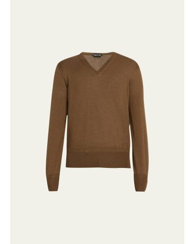 Tom Ford Cashmere V-neck Sweater - Natural