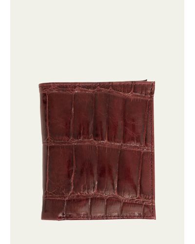 Abas Glazed Alligator Leather Bifold Wallet - Red