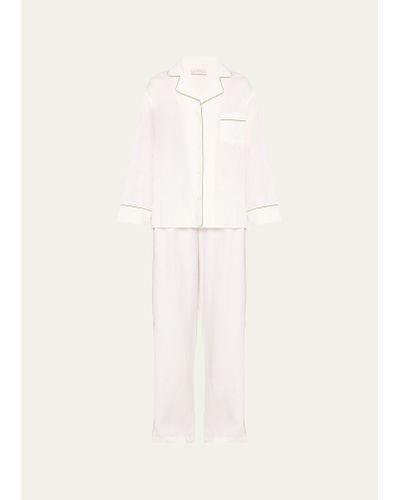Pour Les Femmes Sport Linen Long Pajama Set - Natural