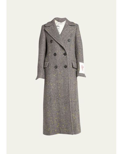Golden Goose Double-breasted Handpainted Chevron Wool Trench Coat - Gray