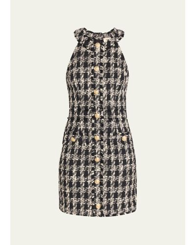 L'Agence Jade Button-front Tweed Mini Dress - Multicolor