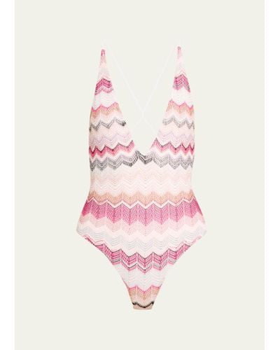 Missoni Chevron One-piece Swimsuit - Pink