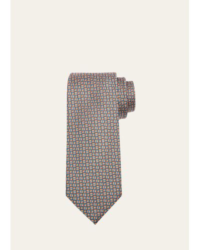 Charvet Silk Micro-geometric Tie - Gray