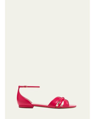Alexandre Birman New Sue Leather Ankle-strap Sandals - Red