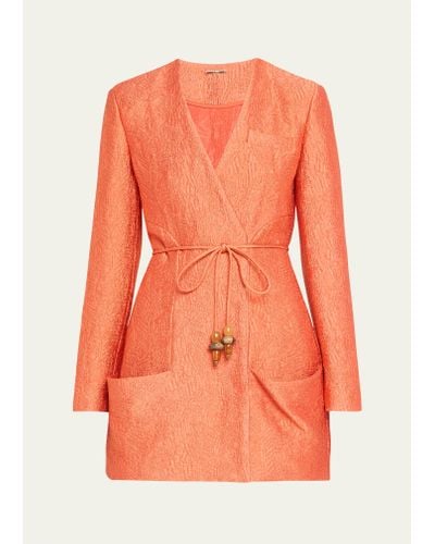 Alexis Marsci Brocade Wrap Mini Dress - Orange