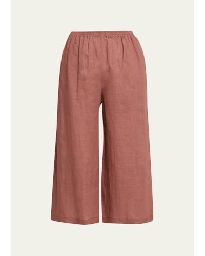 Eskandar Flared Cropped Linen Pants - Pink