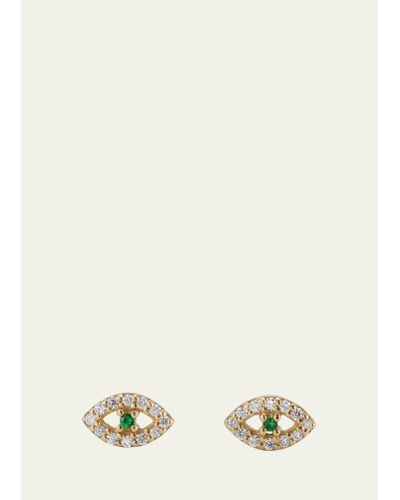 Ileana Makri &zerowidthspace;18k Gold Kitten Eye Stud Earrings With Diamonds - Natural