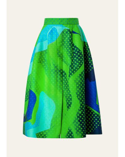 Akris Superimposition-printed A-line Midi Skirt - Green