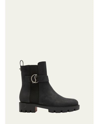 Christian Louboutin Cl Chelsea Leather Lug-sole Boots - Black