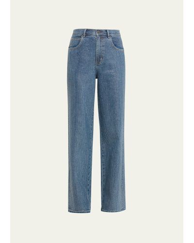 Kobi Halperin Kendall Mid-rise Diamante Straight-leg Denim Jeans - Blue