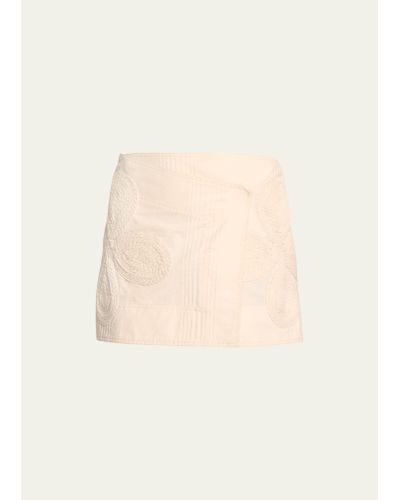 Johanna Ortiz Brouhaha Raffia Wrap Mini Skirt - Natural
