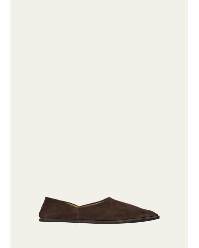 The Row Leather Slip-on Shoes - Natural