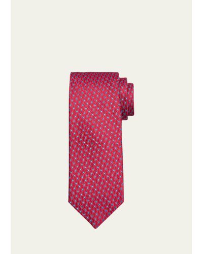 Charvet Silk Micro-geometric Tie - Pink