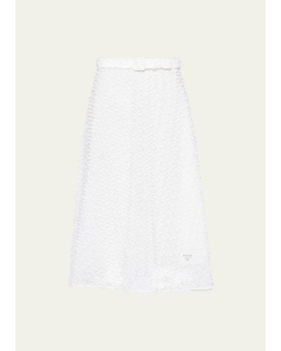 Prada Superpose Belted Midi Skirt - White