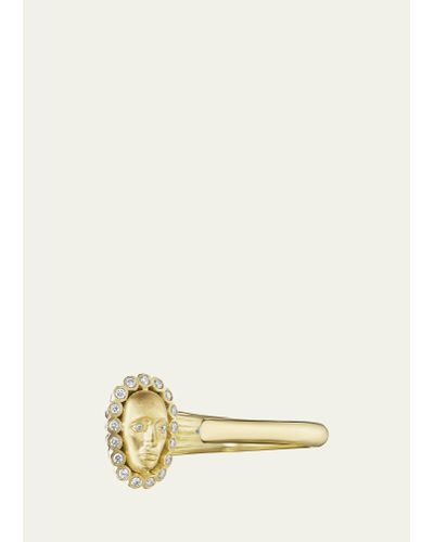 Anthony Lent Vulcana Comet Flower Ring In 18k Gold With Diamonds - Natural