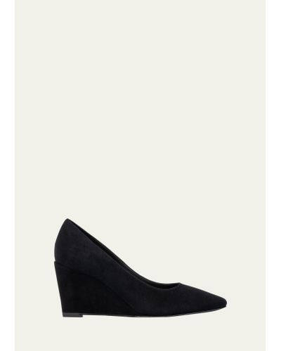 Aquatalia Posie Suede Wedge Pumps - Black