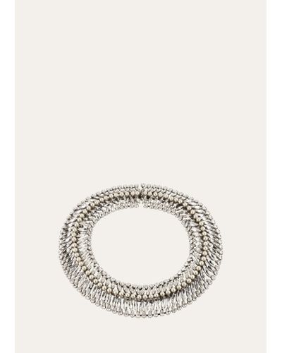 Saint Laurent Crystal And Pearly Choker Necklace - Natural