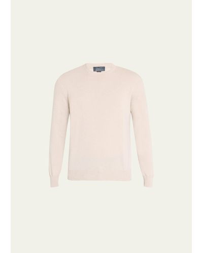 Bergdorf Goodman Solid Cashmere Crewneck Sweater - Natural