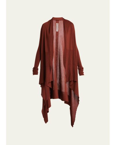 Rick Owens Long Open-front Wool Wrap Cardigan Sweater - Red