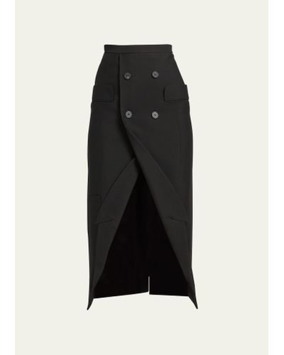 Alexander McQueen Wool Blazer-inspired Pencil Skirt With Lapel Hem - Black
