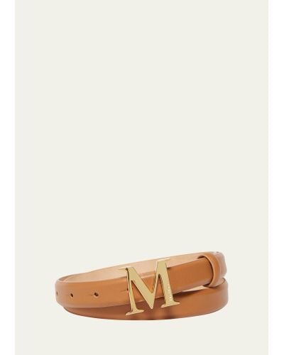 Max Mara Mclassic20 Brown Leather Belt - Natural
