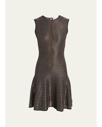 Alexander McQueen Armor Stitched Knit Mini Dress - Brown