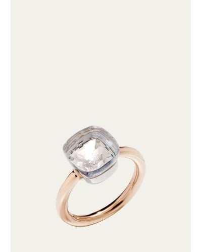 Pomellato 18k Rose And White Gold Nudo Classic Ring With White Topaz - Natural