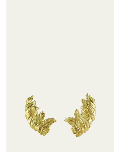 Verdura Yellow Gold Feather Ear Cuffs - Metallic