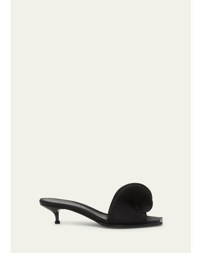 Alexander McQueen Sculpted Silk Kitten-heel Slide Sandals - Black