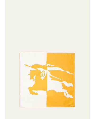 Burberry Split Horse Silk Square Scarf - Yellow