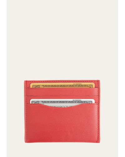 ROYCE New York Personalized Leather Rfid-blocking Minimalist Card Case - Red