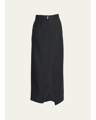 Givenchy Wool Midi Skirt With Front Slit - Black