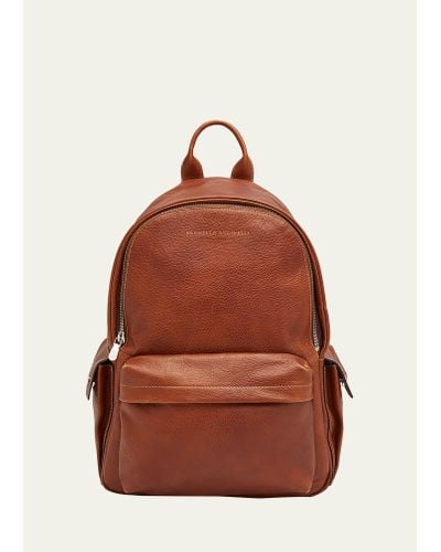 Brunello Cucinelli Grained Leather Backpack - Red