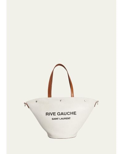 Saint Laurent Rive Gauche Cabas Tote Bag In Canvas - Natural
