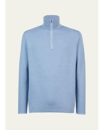 Sease Cashmere Half-zip Sweater - Blue
